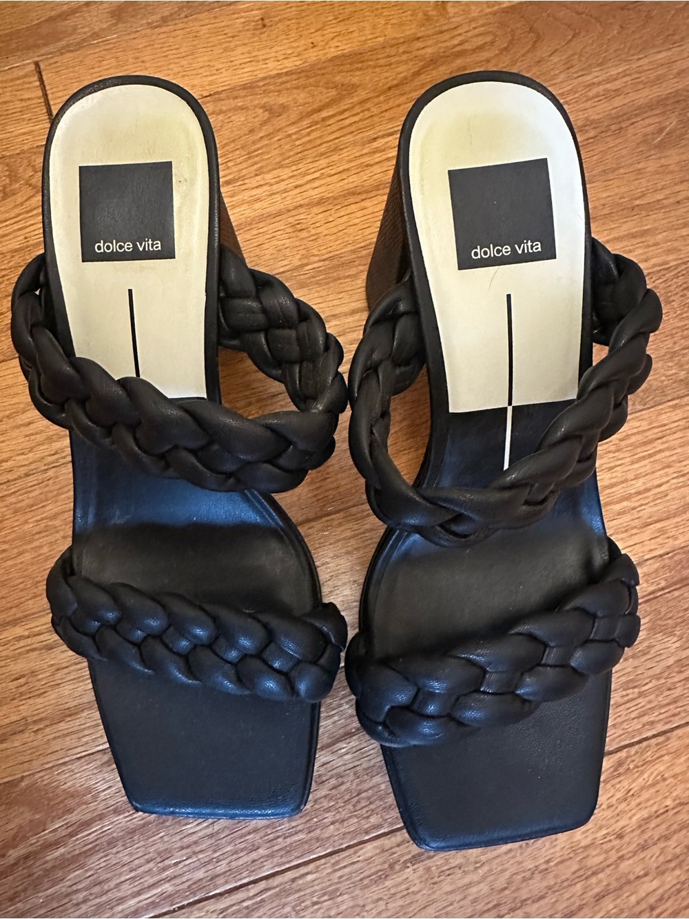 Dolce Vita Black Pailey Braided Sandal with Block Heel